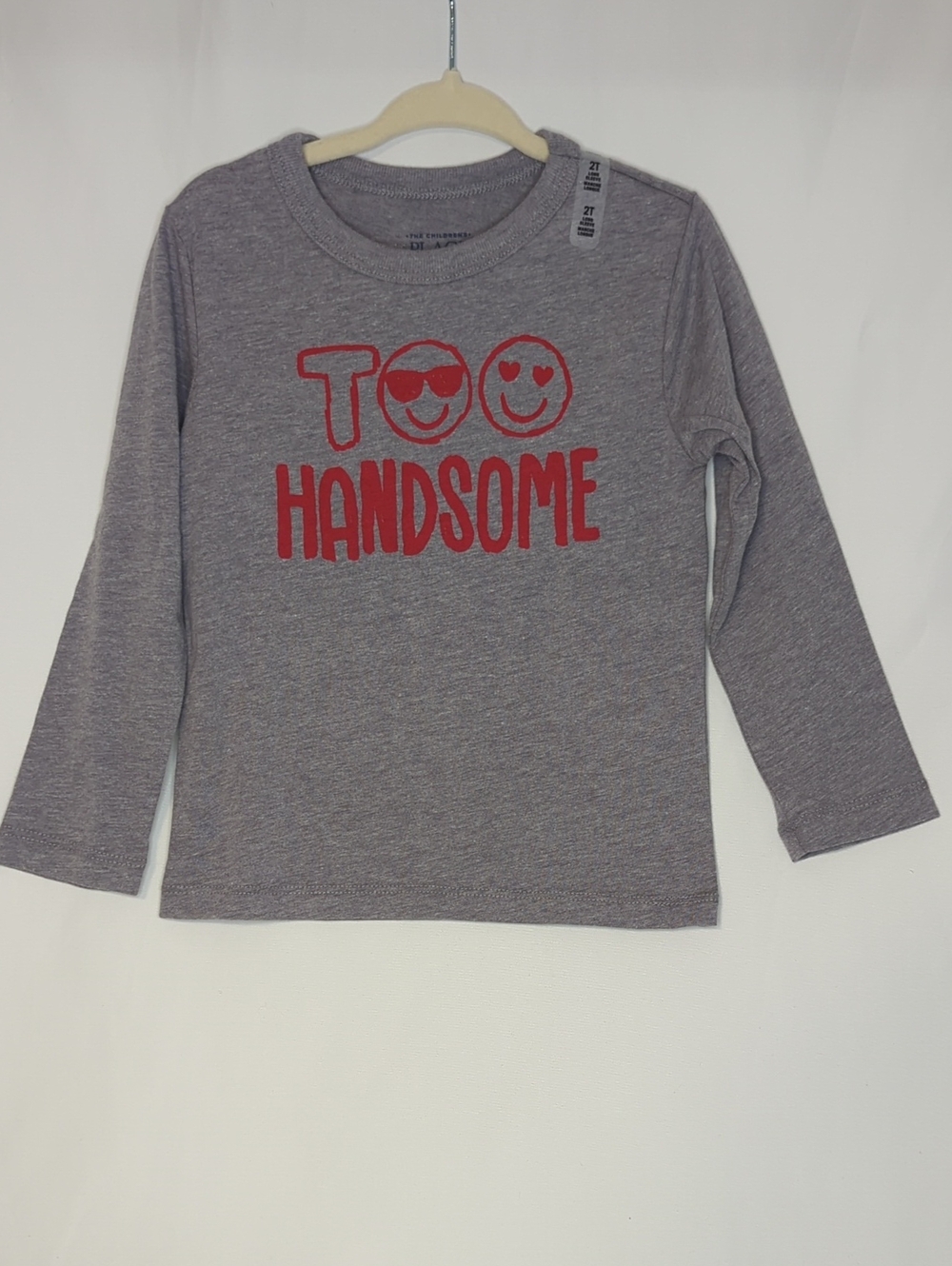 The Children's Place Gray Long-Sleeve Tee with Red 'Too Handsome' Graphic
